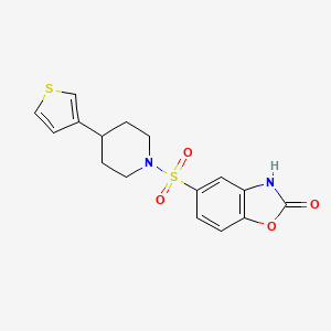 molecular formula C16H16N2O4S2 B2563573 5-((4-(thiophen-3-yl)piperidin-1-yl)sulfonyl)benzo[d]oxazol-2(3H)-one CAS No. 1428362-16-6