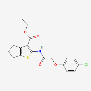 molecular formula C18H18ClNO4S B2563575 ethyl 2-[2-(4-chlorophenoxy)acetamido]-4H,5H,6H-cyclopenta[b]thiophene-3-carboxylate CAS No. 300828-76-6