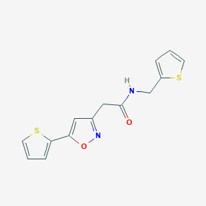molecular formula C14H12N2O2S2 B2563577 2-(5-(噻吩-2-基)异噻唑-3-基)-N-(噻吩-2-基甲基)乙酰胺 CAS No. 946227-83-4