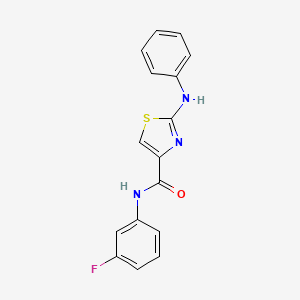 molecular formula C16H12FN3OS B2563584 N-(3-氟苯基)-2-(苯氨基)噻唑-4-羧酰胺 CAS No. 1105228-89-4