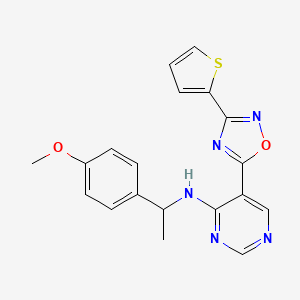 molecular formula C19H17N5O2S B2563587 N-(1-(4-methoxyphenyl)ethyl)-5-(3-(thiophen-2-yl)-1,2,4-oxadiazol-5-yl)pyrimidin-4-amine CAS No. 2034543-52-5