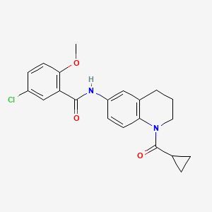 molecular formula C21H21ClN2O3 B2563590 5-chloro-N-[1-(cyclopropanecarbonyl)-3,4-dihydro-2H-quinolin-6-yl]-2-methoxybenzamide CAS No. 1005305-60-1
