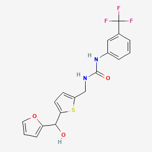molecular formula C18H15F3N2O3S B2563598 1-((5-(Furan-2-yl(hydroxy)methyl)thiophen-2-yl)methyl)-3-(3-(trifluoromethyl)phenyl)urea CAS No. 1795295-89-4