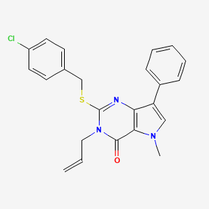 molecular formula C23H20ClN3OS B2563600 3-allyl-2-((4-chlorobenzyl)thio)-5-methyl-7-phenyl-3H-pyrrolo[3,2-d]pyrimidin-4(5H)-one CAS No. 1112444-44-6