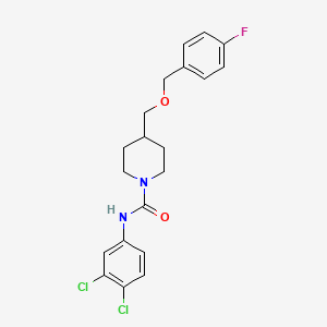 molecular formula C20H21Cl2FN2O2 B2563602 N-(3,4-dichlorophenyl)-4-(((4-fluorobenzyl)oxy)methyl)piperidine-1-carboxamide CAS No. 1396748-86-9