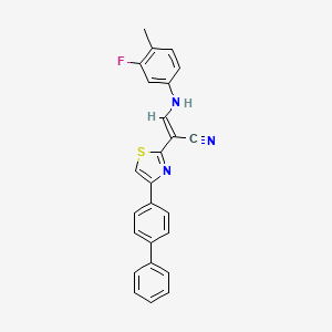 (E)-2-(4-([1,1'-biphenyl]-4-yl)thiazol-2-yl)-3-((3-fluoro-4-methylphenyl)amino)acrylonitrile