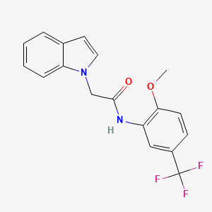 molecular formula C18H15F3N2O2 B2563610 2-(1H-indol-1-yl)-N-(2-methoxy-5-(trifluoromethyl)phenyl)acetamide CAS No. 1219844-39-9