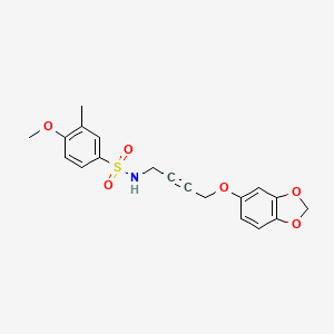molecular formula C19H19NO6S B2563614 N-(4-(benzo[d][1,3]dioxol-5-yloxy)but-2-yn-1-yl)-4-methoxy-3-methylbenzenesulfonamide CAS No. 1448072-73-8