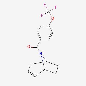 molecular formula C15H14F3NO2 B2563623 (1R,5S)-8-azabicyclo[3.2.1]oct-2-en-8-yl(4-(trifluoromethoxy)phenyl)methanone CAS No. 1797739-69-5