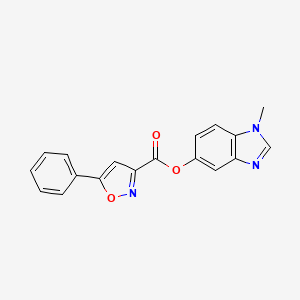 molecular formula C18H13N3O3 B2563636 1-甲基-1H-苯并[d]咪唑-5-基 5-苯基异恶唑-3-羧酸酯 CAS No. 1351619-98-1