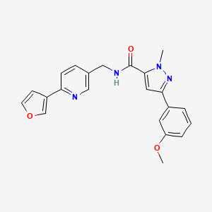 molecular formula C22H20N4O3 B2563638 N-((6-(furan-3-yl)pyridin-3-yl)méthyl)-3-(3-méthoxyphényl)-1-méthyl-1H-pyrazole-5-carboxamide CAS No. 2034464-82-7