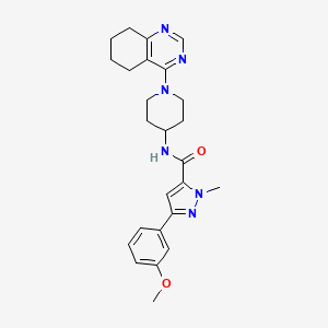 molecular formula C25H30N6O2 B2563647 3-(3-甲氧苯基)-1-甲基-N-(1-(5,6,7,8-四氢喹唑啉-4-基)哌啶-4-基)-1H-吡唑-5-甲酰胺 CAS No. 2034408-95-0