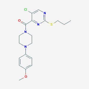 molecular formula C19H23ClN4O2S B256365 5-Chloro-4-{[4-(4-methoxyphenyl)piperazin-1-yl]carbonyl}-2-(propylthio)pyrimidine 