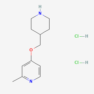 molecular formula C12H20Cl2N2O B2563654 2-Methyl-4-(piperidin-4-ylmethoxy)pyridine dihydrochloride CAS No. 2379947-12-1