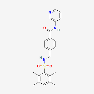 molecular formula C23H25N3O3S B2563661 N-(吡啶-3-基)-4-[(2,3,5,6-四甲基苯磺酰胺)甲基]苯甲酰胺 CAS No. 690245-90-0