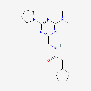 2-cyclopentyl-N-((4-(dimethylamino)-6-(pyrrolidin-1-yl)-1,3,5-triazin-2-yl)methyl)acetamide