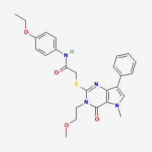 molecular formula C26H28N4O4S B2563667 N-(4-乙氧基苯基)-2-((3-(2-甲氧基乙基)-5-甲基-4-氧代-7-苯基-4,5-二氢-3H-吡咯并[3,2-d]嘧啶-2-基)硫代)乙酰胺 CAS No. 1112035-41-2