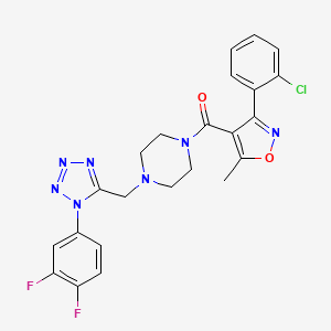 molecular formula C23H20ClF2N7O2 B2563675 (3-(2-chlorophenyl)-5-methylisoxazol-4-yl)(4-((1-(3,4-difluorophenyl)-1H-tetrazol-5-yl)methyl)piperazin-1-yl)methanone CAS No. 1049427-52-2