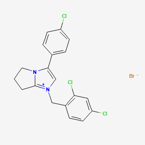 molecular formula C19H16BrCl3N2 B2563678 3-(4-chlorophenyl)-1-(2,4-dichlorobenzyl)-6,7-dihydro-5H-pyrrolo[1,2-a]imidazol-1-ium bromide CAS No. 475631-95-9