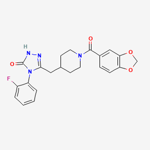 3-((1-(benzo[d][1,3]dioxole-5-carbonyl)piperidin-4-yl)methyl)-4-(2-fluorophenyl)-1H-1,2,4-triazol-5(4H)-one