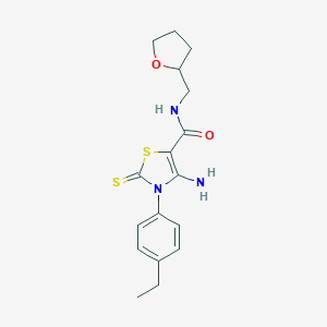molecular formula C17H21N3O2S2 B256370 4-amino-3-(4-ethylphenyl)-N-(tetrahydro-2-furanylmethyl)-2-thioxo-2,3-dihydro-1,3-thiazole-5-carboxamide 