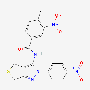 molecular formula C19H15N5O5S B2563763 4-methyl-3-nitro-N-[2-(4-nitrophenyl)-4,6-dihydrothieno[3,4-c]pyrazol-3-yl]benzamide CAS No. 396722-02-4