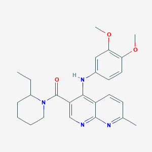 (4-((3,4-Dimethoxyphenyl)amino)-7-methyl-1,8-naphthyridin-3-yl)(2-ethylpiperidin-1-yl)methanone