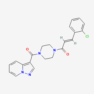 molecular formula C21H19ClN4O2 B2563789 (E)-3-(2-chlorophenyl)-1-(4-(pyrazolo[1,5-a]pyridine-3-carbonyl)piperazin-1-yl)prop-2-en-1-one CAS No. 1396892-20-8