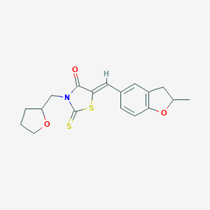 molecular formula C18H19NO3S2 B256379 5-[(2-Methyl-2,3-dihydro-1-benzofuran-5-yl)methylene]-3-(tetrahydro-2-furanylmethyl)-2-thioxo-1,3-thiazolidin-4-one 