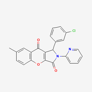 molecular formula C23H15ClN2O3 B2563795 1-(3-Chlorophenyl)-7-methyl-2-(pyridin-2-yl)-1,2-dihydrochromeno[2,3-c]pyrrole-3,9-dione CAS No. 634568-13-1