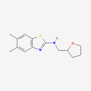 molecular formula C14H18N2OS B2563799 5,6-dimethyl-N-((tetrahydrofuran-2-yl)methyl)benzo[d]thiazol-2-amine CAS No. 1219913-16-2