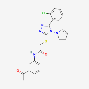 molecular formula C22H18ClN5O2S B2563802 N-(3-acetylphenyl)-2-{[5-(2-chlorophenyl)-4-(1H-pyrrol-1-yl)-4H-1,2,4-triazol-3-yl]sulfanyl}acetamide CAS No. 886925-48-0