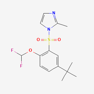 molecular formula C15H18F2N2O3S B2563803 1-[5-Tert-butyl-2-(difluoromethoxy)phenyl]sulfonyl-2-methylimidazole CAS No. 2319833-74-2