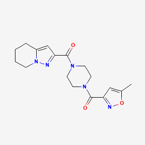molecular formula C17H21N5O3 B2563833 (5-Methylisoxazol-3-yl)(4-(4,5,6,7-tetrahydropyrazolo[1,5-a]pyridine-2-carbonyl)piperazin-1-yl)methanone CAS No. 2034457-61-7