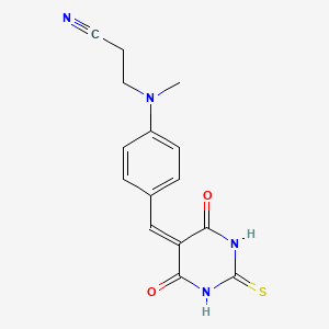 molecular formula C15H14N4O2S B2563838 3-((4-((4,6-dioxo-2-thioxotetrahydropyrimidin-5(2H)-ylidene)methyl)phenyl)(methyl)amino)propanenitrile CAS No. 260446-88-6