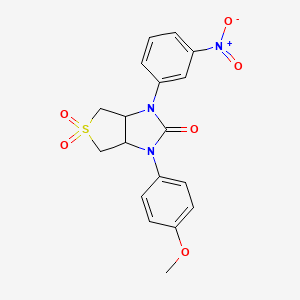 molecular formula C18H17N3O6S B2563852 1-(4-methoxyphenyl)-3-(3-nitrophenyl)tetrahydro-1H-thieno[3,4-d]imidazol-2(3H)-one 5,5-dioxide CAS No. 873811-15-5