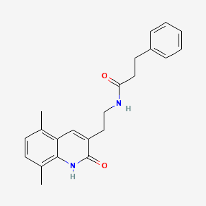 molecular formula C22H24N2O2 B2563871 N-(2-(5,8-dimethyl-2-oxo-1,2-dihydroquinolin-3-yl)ethyl)-3-phenylpropanamide CAS No. 851406-70-7