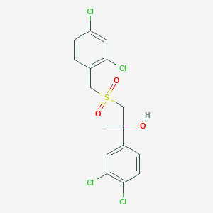 molecular formula C16H14Cl4O3S B2563877 1-[(2,4-Dichlorobenzyl)sulfonyl]-2-(3,4-dichlorophenyl)-2-propanol CAS No. 339276-85-6