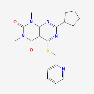7-Cyclopentyl-1,3-dimethyl-5-(pyridin-2-ylmethylsulfanyl)pyrimido[4,5-d]pyrimidine-2,4-dione