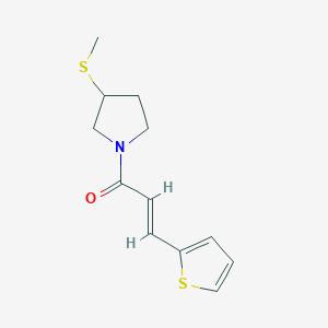 molecular formula C12H15NOS2 B2563910 (E)-1-(3-(甲硫基)吡咯烷-1-基)-3-(噻吩-2-基)丙-2-烯-1-酮 CAS No. 1798394-86-1