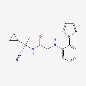 molecular formula C17H19N5O B2563911 N-(1-cyano-1-cyclopropylethyl)-2-{[2-(1H-pyrazol-1-yl)phenyl]amino}acetamide CAS No. 1240991-81-4