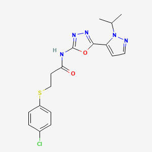3-((4-chlorophenyl)thio)-N-(5-(1-isopropyl-1H-pyrazol-5-yl)-1,3,4-oxadiazol-2-yl)propanamide