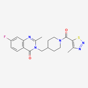 7-Fluoro-2-methyl-3-[[1-(4-methylthiadiazole-5-carbonyl)piperidin-4-yl]methyl]quinazolin-4-one