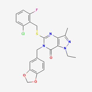 6-(1,3-benzodioxol-5-ylmethyl)-5-[(2-chloro-6-fluorobenzyl)sulfanyl]-1-ethyl-3-methyl-1,6-dihydro-7H-pyrazolo[4,3-d]pyrimidin-7-one