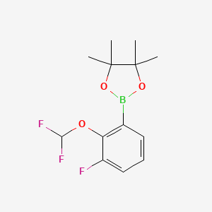 molecular formula C13H16BF3O3 B2563923 2-(2-(二氟甲氧基)-3-氟苯基)-4,4,5,5-四甲基-1,3,2-二氧杂硼环丁烷 CAS No. 2621936-65-8