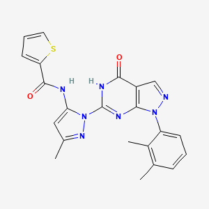 molecular formula C22H19N7O2S B2563930 N-(1-(1-(2,3-dimethylphenyl)-4-oxo-4,5-dihydro-1H-pyrazolo[3,4-d]pyrimidin-6-yl)-3-methyl-1H-pyrazol-5-yl)thiophene-2-carboxamide CAS No. 1171549-41-9