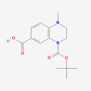 molecular formula C15H20N2O4 B2563931 1-Methyl-4-[(2-methylpropan-2-yl)oxycarbonyl]-2,3-dihydroquinoxaline-6-carboxylic acid CAS No. 1894021-54-5