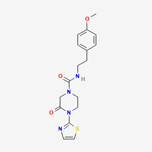 molecular formula C17H20N4O3S B2563932 N-(4-甲氧基苯乙基)-3-氧代-4-(噻唑-2-基)哌嗪-1-甲酰胺 CAS No. 2320175-74-2