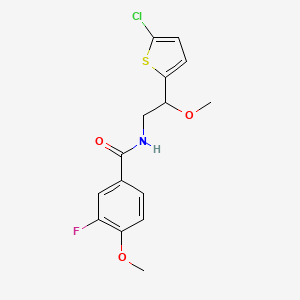 molecular formula C15H15ClFNO3S B2563936 N-(2-(5-氯噻吩-2-基)-2-甲氧基乙基)-3-氟-4-甲氧基苯甲酰胺 CAS No. 2034529-75-2