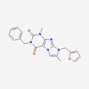 molecular formula C21H19N5O3 B2563937 3-benzyl-8-(furan-2-ylmethyl)-1,7-dimethyl-1H-imidazo[2,1-f]purine-2,4(3H,8H)-dione CAS No. 896596-64-8